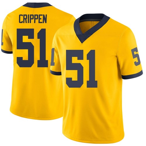 Greg Crippen Michigan Wolverines Men's NCAA #51 Maize Limited Brand Jordan College Stitched Football Jersey JWP7154FU